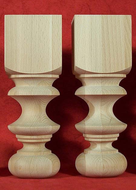 Gedraaide houten tafelpoot in klein formaat, beuken, 8x8cm, TL34